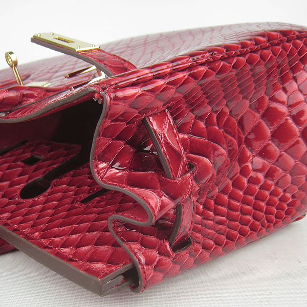 Replica Hermes Birkin 30CM Fish Veins Leather Bag Dark Red 6088 On Sale - Click Image to Close